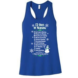 12 Days Of Nursing Funny Nurses Christmas Ugly Gift Women's Racerback Tank