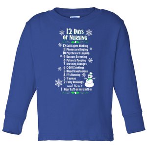 12 Days Of Nursing Funny Nurses Christmas Ugly Gift Toddler Long Sleeve Shirt