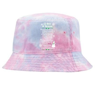 12 Days Of Nursing Funny Nurses Christmas Ugly Gift Tie-Dyed Bucket Hat