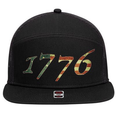 1776 Declaration Of Independence Us Flag 7 Panel Mesh Trucker Snapback Hat