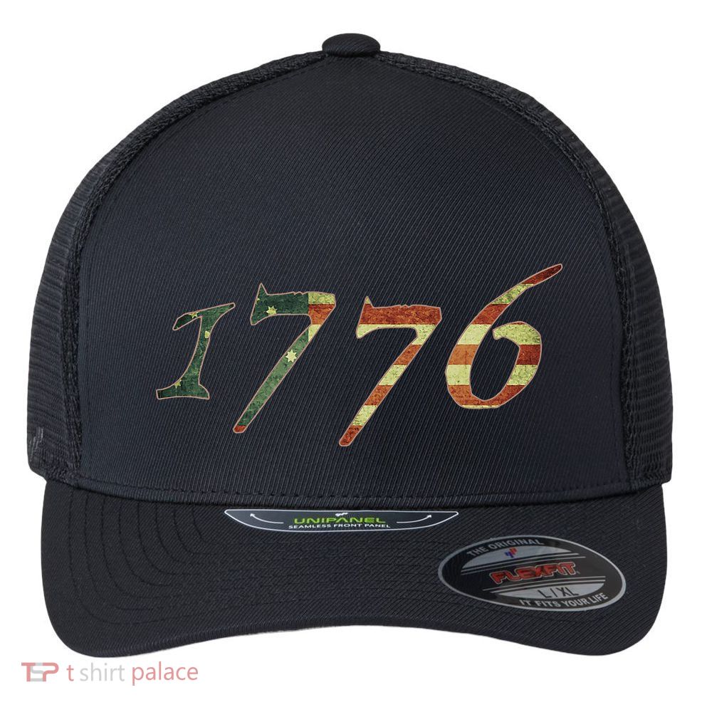 1776 Declaration Of Independence Us Flag Flexfit Unipanel Trucker Cap