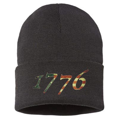 1776 Declaration Of Independence Us Flag Sustainable Knit Beanie