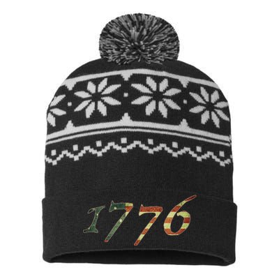 1776 Declaration Of Independence Us Flag USA-Made Snowflake Beanie