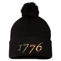 1776 Declaration Of Independence Us Flag Pom Pom 12in Knit Beanie