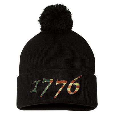 1776 Declaration Of Independence Us Flag Pom Pom 12in Knit Beanie