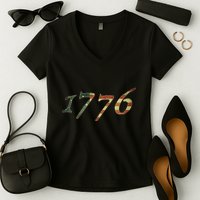 1776 Declaration Of Independence Us Flag Women's V-Neck T-Shirt