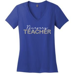 1st Day Of School Color Leopard Nursery Teacher Squad Gift Women's V-Neck T-Shirt