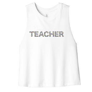 1st Day Of School Color Leopard Nursery Teacher Squad Gift Women's Racerback Cropped Tank