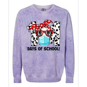 101 Days Of School Dalmatian Dog Face Mask 100th Day School Gift Colorblast Crewneck Sweatshirt