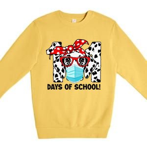 101 Days Of School Dalmatian Dog Face Mask 100th Day School Gift Premium Crewneck Sweatshirt