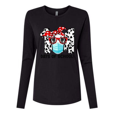 101 Days Of School Dalmatian Dog Face Mask 100th Day School Gift Womens Cotton Relaxed Long Sleeve T-Shirt