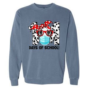 101 Days Of School Dalmatian Dog Face Mask 100th Day School Gift Garment-Dyed Sweatshirt