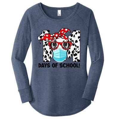 101 Days Of School Dalmatian Dog Face Mask 100th Day School Gift Women's Perfect Tri Tunic Long Sleeve Shirt