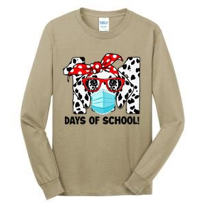 101 Days Of School Dalmatian Dog Face Mask 100th Day School Gift Tall Long Sleeve T-Shirt