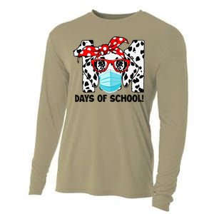 101 Days Of School Dalmatian Dog Face Mask 100th Day School Gift Cooling Performance Long Sleeve Crew