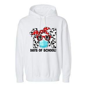 101 Days Of School Dalmatian Dog Face Mask 100th Day School Gift Garment-Dyed Fleece Hoodie