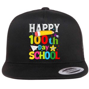 100th Day Of School Teachers Costume 100 Days Students Flat Bill Trucker Hat