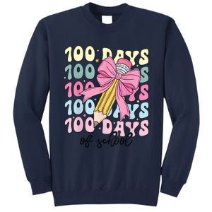 100 Days Of School Girl Coquette Bow 100th Day Of School Tall Sweatshirt