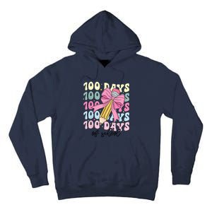 100 Days Of School Girl Coquette Bow 100th Day Of School Tall Hoodie