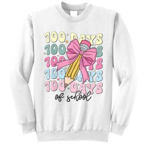 100 Days Of School Girl Coquette Bow 100th Day Of School Sweatshirt