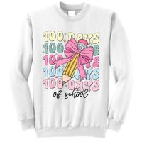 100 Days Of School Girl Coquette Bow 100th Day Of School Sweatshirt