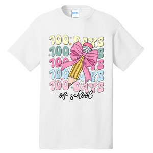 100 Days Of School Girl Coquette Bow 100th Day Of School Tall T-Shirt