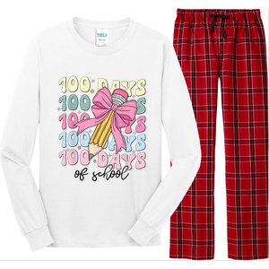 100 Days Of School Girl Coquette Bow 100th Day Of School Long Sleeve Pajama Set