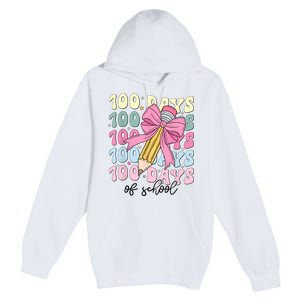 100 Days Of School Girl Coquette Bow 100th Day Of School Premium Pullover Hoodie