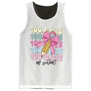 100 Days Of School Girl Coquette Bow 100th Day Of School Mesh Reversible Basketball Jersey Tank