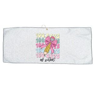 100 Days Of School Girl Coquette Bow 100th Day Of School Large Microfiber Waffle Golf Towel