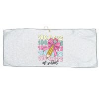 100 Days Of School Girl Coquette Bow 100th Day Of School Large Microfiber Waffle Golf Towel