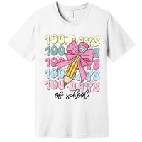 100 Days Of School Girl Coquette Bow 100th Day Of School Premium T-Shirt