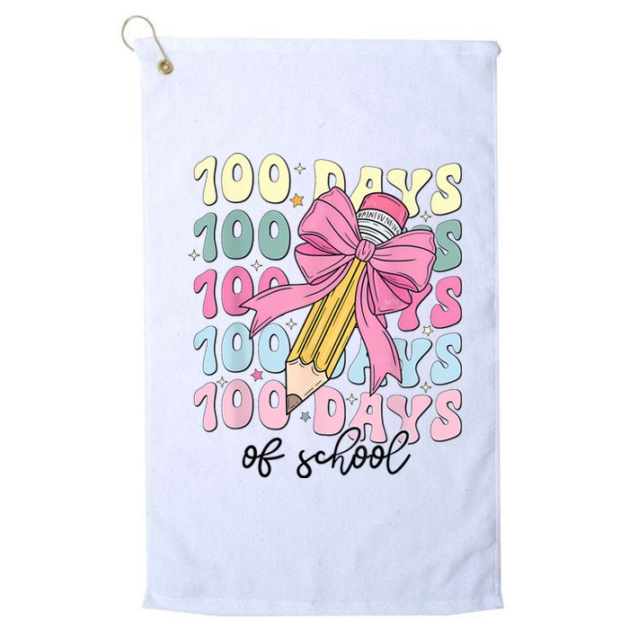 100 Days Of School Girl Coquette Bow 100th Day Of School Platinum Collection Golf Towel