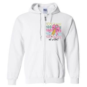 100 Days Of School Girl Coquette Bow 100th Day Of School Full Zip Hoodie