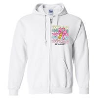 100 Days Of School Girl Coquette Bow 100th Day Of School Full Zip Hoodie