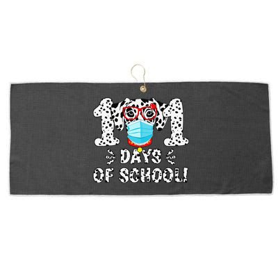 101 Days Of School Dalmatian Dog Face Mask 100th Day School Large Microfiber Waffle Golf Towel