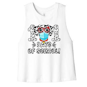 101 Days Of School Dalmatian Dog Face Mask 100th Day School Women's Racerback Cropped Tank