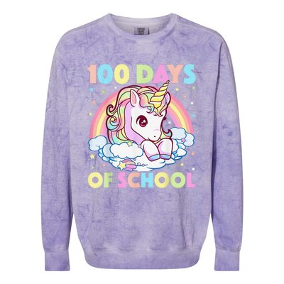 100 Days of School Unicorn Girls Teacher 100th Day of School Colorblast Crewneck Sweatshirt