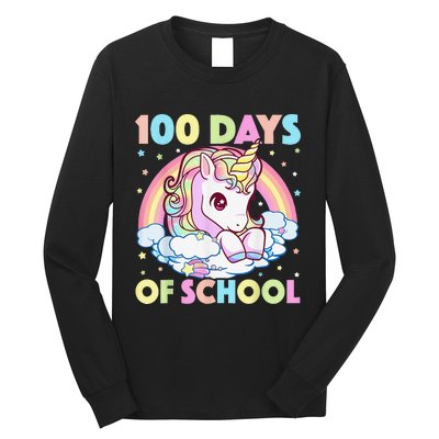 100 Days of School Unicorn Girls Teacher 100th Day of School Long Sleeve Shirt