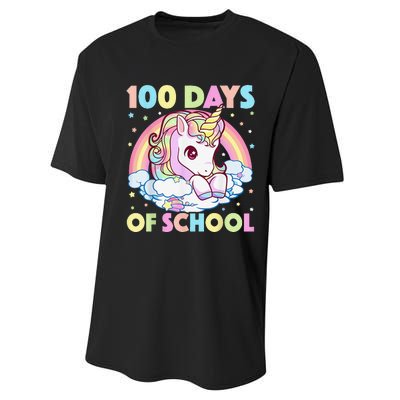 100 Days of School Unicorn Girls Teacher 100th Day of School Performance Sprint T-Shirt