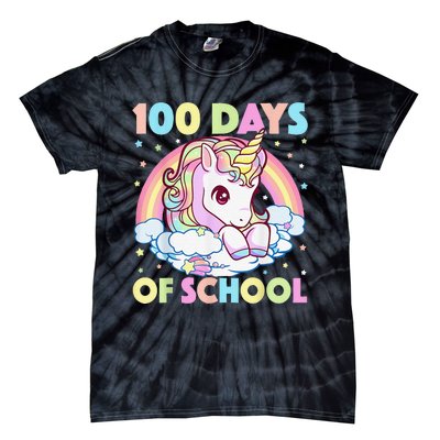 100 Days of School Unicorn Girls Teacher 100th Day of School Tie-Dye T-Shirt