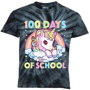 100 Days of School Unicorn Girls Teacher 100th Day of School Kids Tie-Dye T-Shirt