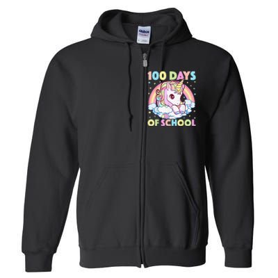 100 Days of School Unicorn Girls Teacher 100th Day of School Full Zip Hoodie