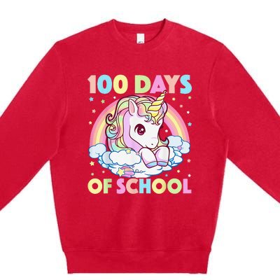 100 Days of School Unicorn Girls Teacher 100th Day of School Premium Crewneck Sweatshirt