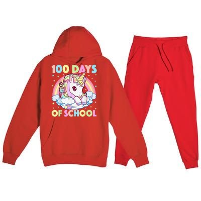 100 Days of School Unicorn Girls Teacher 100th Day of School Premium Hooded Sweatsuit Set