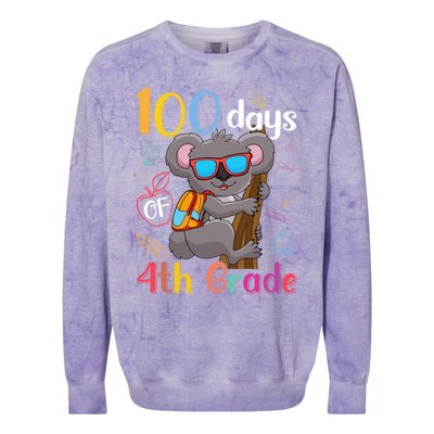 100 Days Of 4Th Grade Koala 100Th Day School Fourth Grade Gift Colorblast Crewneck Sweatshirt