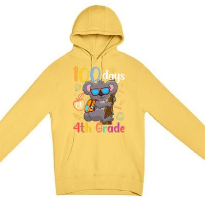 100 Days Of 4Th Grade Koala 100Th Day School Fourth Grade Gift Premium Pullover Hoodie