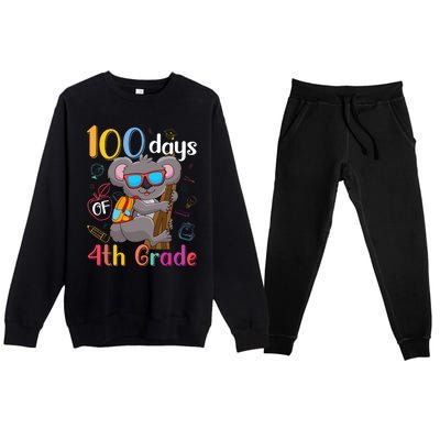 100 Days Of 4Th Grade Koala 100Th Day School Fourth Grade Gift Premium Crewneck Sweatsuit Set