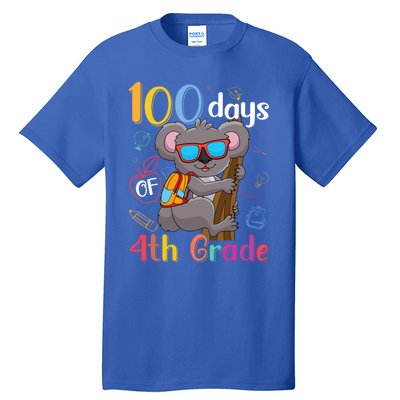 100 Days Of 4Th Grade Koala 100Th Day School Fourth Grade Gift Tall T-Shirt