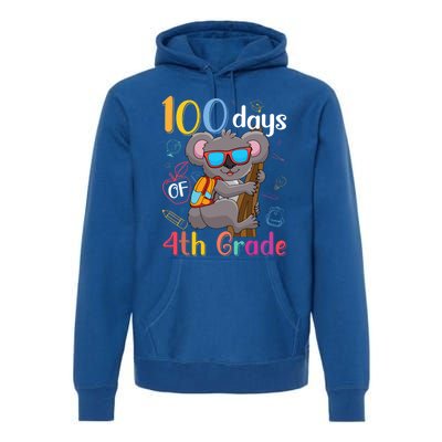 100 Days Of 4Th Grade Koala 100Th Day School Fourth Grade Gift Premium Hoodie